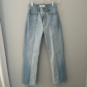 Two Toned Abercrombie Curve Love Ankle Straight Jeans